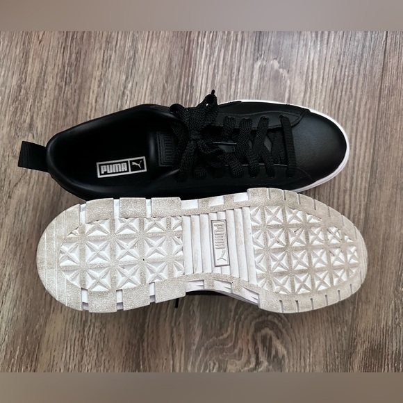 PUMA 👟 Mayze Black Leather Platform US Women’s Size 10 - Picture 11 of 14